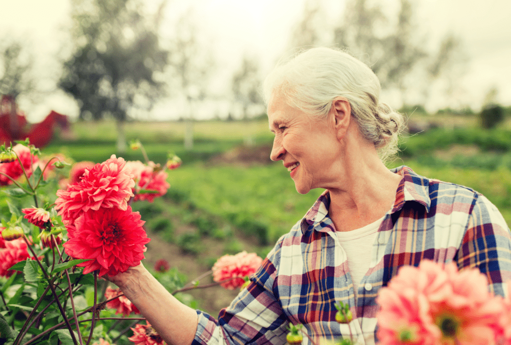 elderly lady in the garden