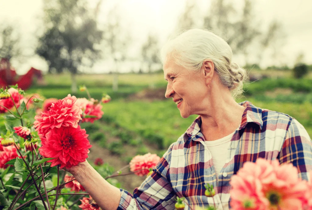 elderly lady in the garden